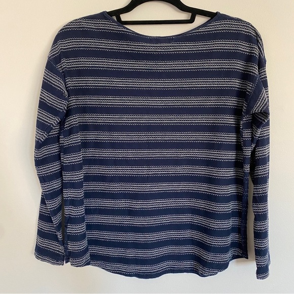Chaps Navy Striped Patchwork 3/4 Length Sleeve Tee - Picture 4 of 5